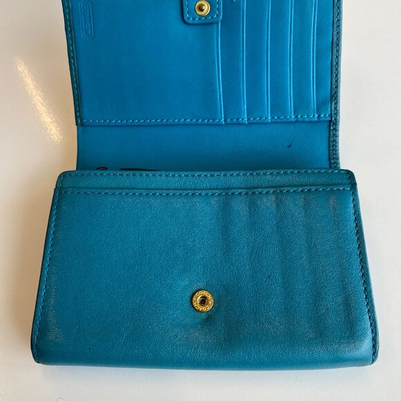 Coach Teal Leather Small Bifold Wallet - Picture 2 of 13